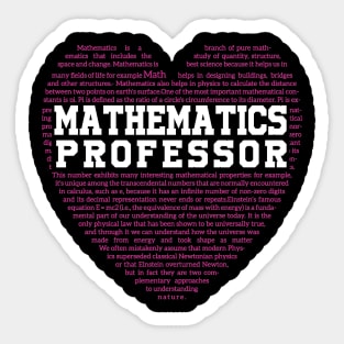 math professor lovers with pink heart design Sticker